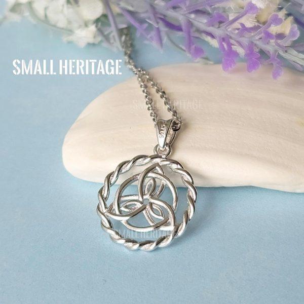Round Trinity Knot Necklace 925 Sterling Silver