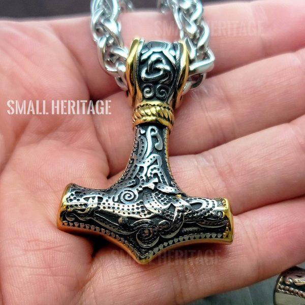 Large Mjolnir Necklace Norse Hammer