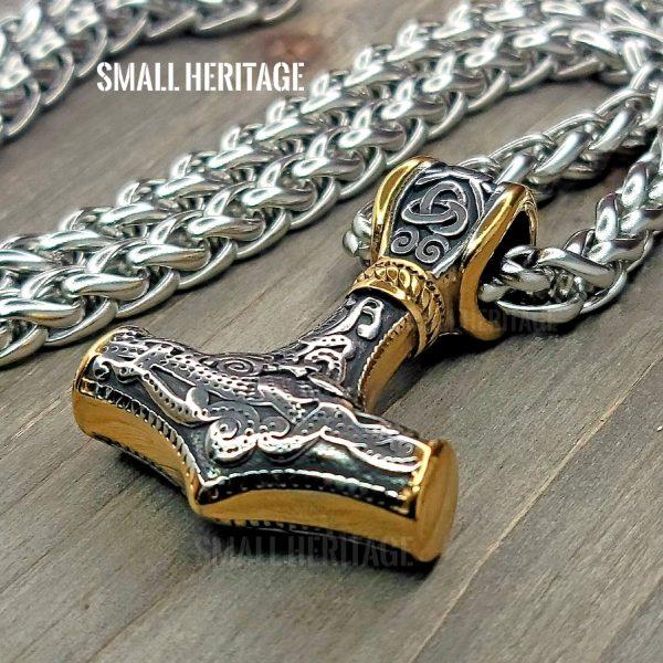 Large Mjolnir Necklace Norse Hammer