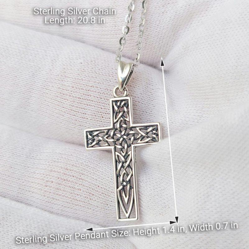 Christian Cross Necklace 925 Sterling Silver Knot Pendant