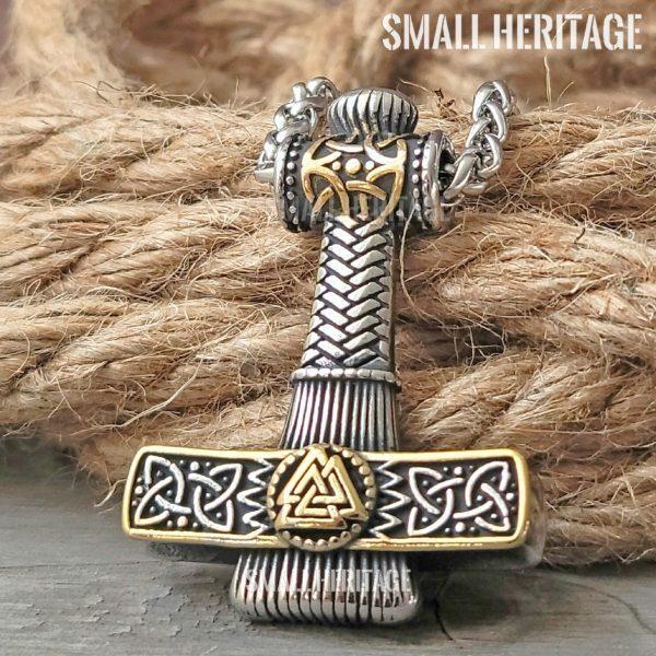 Norse Mjolnir Necklace Hammer Pendant Valknut