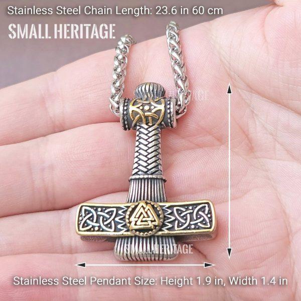 Norse Mjolnir Necklace Hammer Pendant Valknut