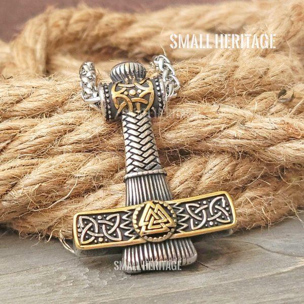 Norse Mjolnir Necklace Hammer Pendant Valknut