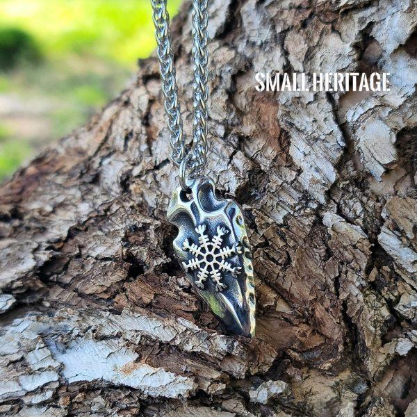 Viking Spear Necklace Vegvisir Pendant Odin Gungnir