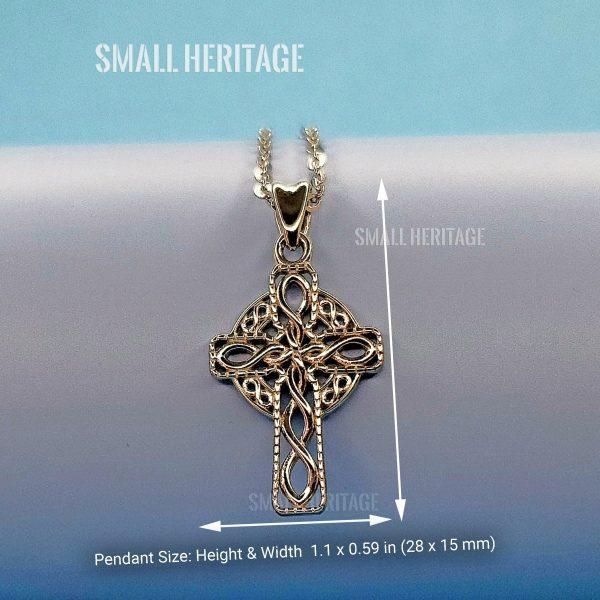Small Celtic Irish Christian Cross Necklace 925 Sterling Silver
