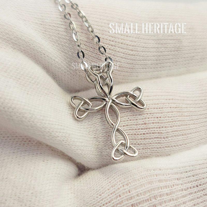 Celtic Irish Love Knot Cross Necklace 925 Sterling Silver