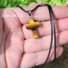 Small Tiger-Eye Cross Necklace Healing Pendant - Image 2