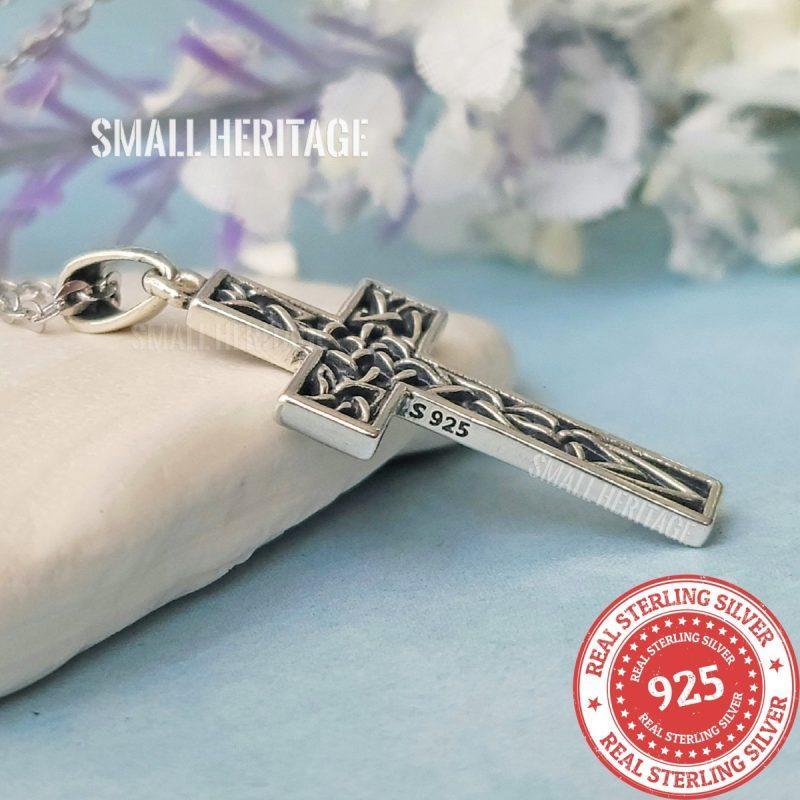 Christian Cross Necklace 925 Sterling Silver Knot Pendant