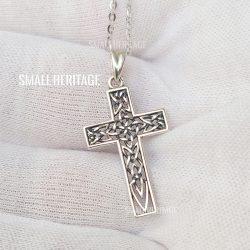 Christian Cross Necklace 925 Sterling Silver Knot Pendant