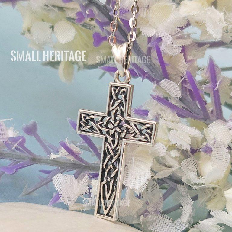 Christian Cross Necklace 925 Sterling Silver Knot Pendant