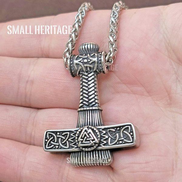 Norse Mjolnir Necklace Hammer Pendant Valknut