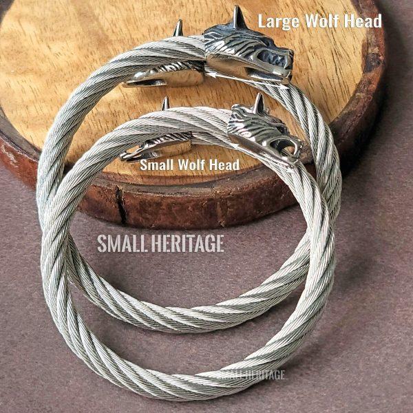 Wolf Heads Bracelet Stainless Steel Viking Cuff