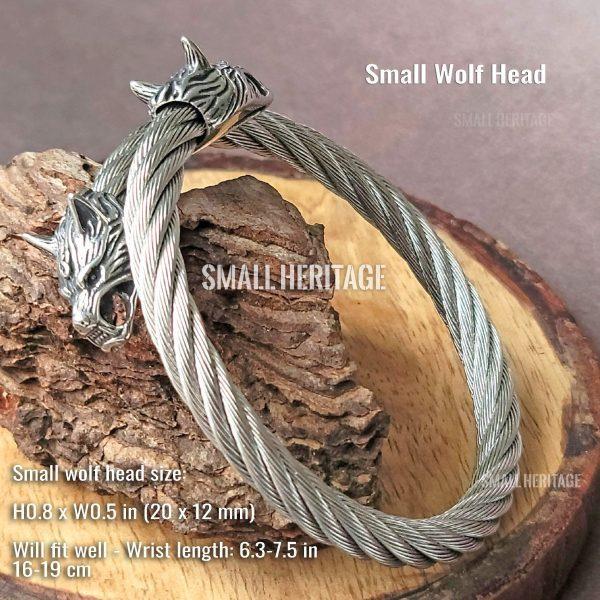 Wolf Heads Bracelet Stainless Steel Viking Cuff