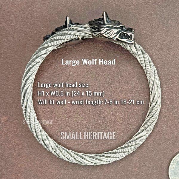 Wolf Heads Bracelet Stainless Steel Viking Cuff