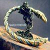 Viking Raven Head Bracelet Gold Color - Image 2