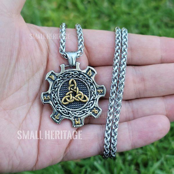 Norse Vegvisir Valknut Necklace Viking Stainless Steel Pendant Chain