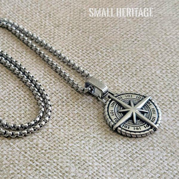 Compass Necklace Stainless Steel Star Pendant