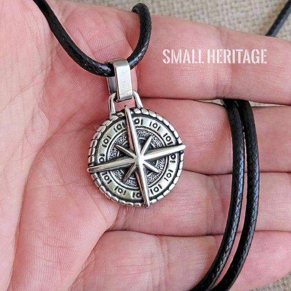 Compass Necklace Stainless Steel Star Pendant