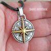Compass Necklace Stainless Steel Star Pendant