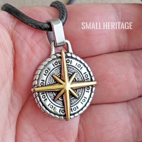 Compass Necklace Stainless Steel Star Pendant