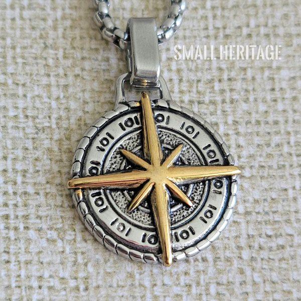 Compass Necklace Stainless Steel Star Pendant