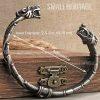 Men Viking Wolf Head Cuff Stainless Steel Bracelet - Image 2