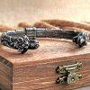 Men Viking Wolf Head Cuff Stainless Steel Bracelet - Image 3