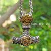 Viking Stainless Steel Mjolnir Necklace Helm of Awe Pendant - Image 7