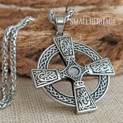 Large Viking Cross Necklace Stainless Steel Irish Christian Pendant