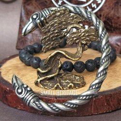 Viking Raven Head Bracelet Silver Color