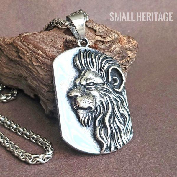 Large Lion Necklace Stainless Steel Pendant Chain