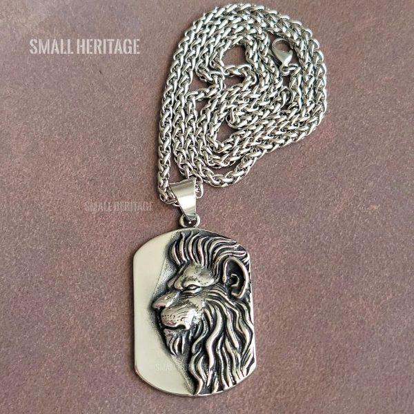 Large Lion Necklace Stainless Steel Pendant Chain