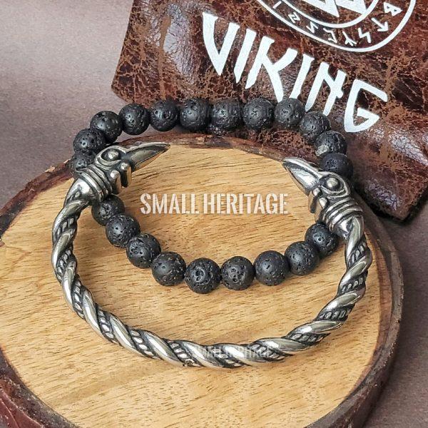 Viking Raven Head Bracelet Silver Color