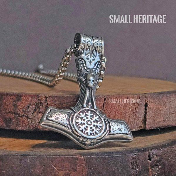 Viking Mjolnir Necklace Norse Vegvisir