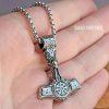 Viking Mjolnir Necklace Norse Vegvisir