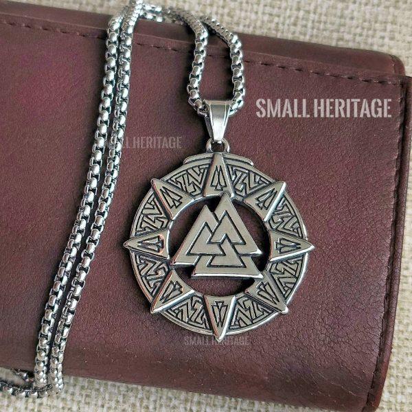 Viking Valknut Necklace Stainless Steel Norse Amulet