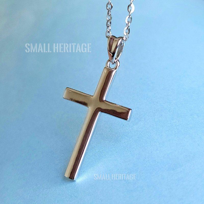 Christian Cross Necklace 925 Sterling Silver Small Pendant