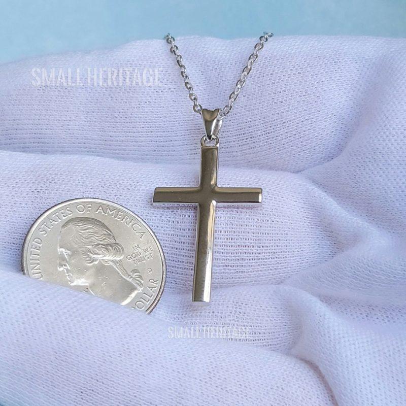 Christian Cross Necklace 925 Sterling Silver Small Pendant
