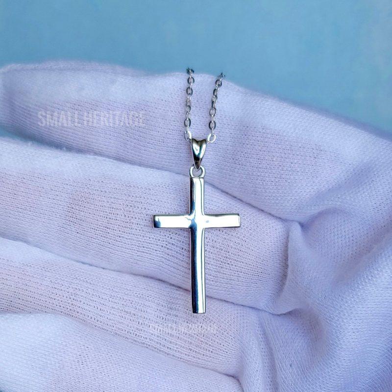 Christian Cross Necklace 925 Sterling Silver Small Pendant
