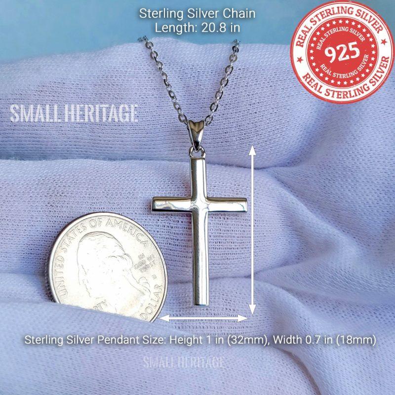 Christian Cross Necklace 925 Sterling Silver Small Pendant