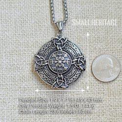 Large Viking Cross Necklace Stainless Steel Norse Valknut Vegvisir