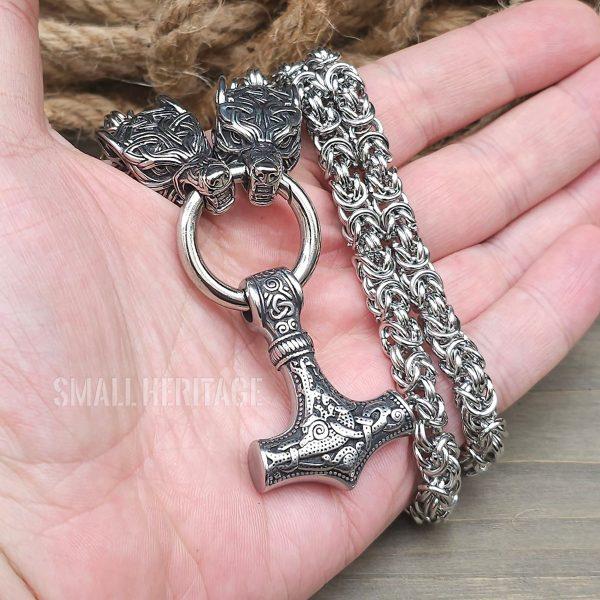 Viking Wolf Head Necklace