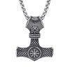 Viking Mjolnir Necklace Helm of Awe Norse Hammer Pendant