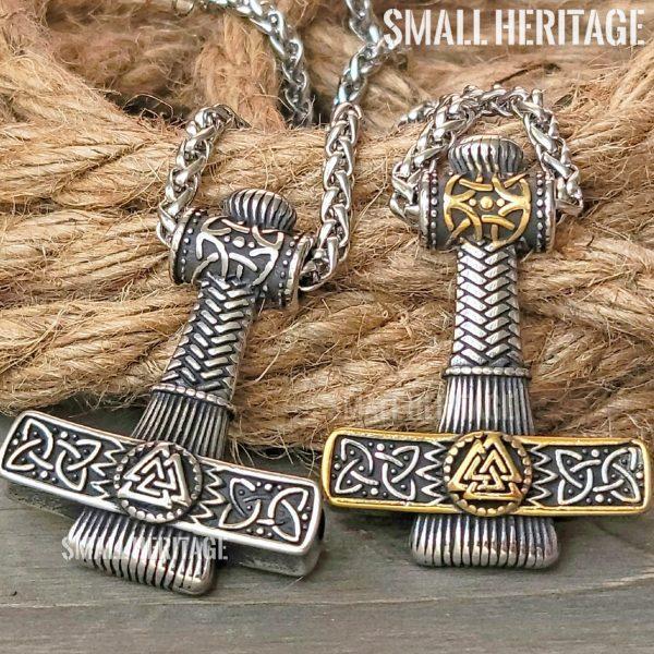 Norse Mjolnir Necklace Hammer Pendant Valknut