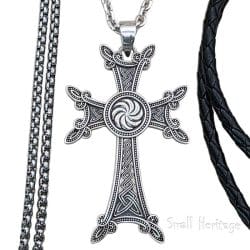 Eternity Cross Necklace Armenian Apostolic Pendant 925 Sterling Silver