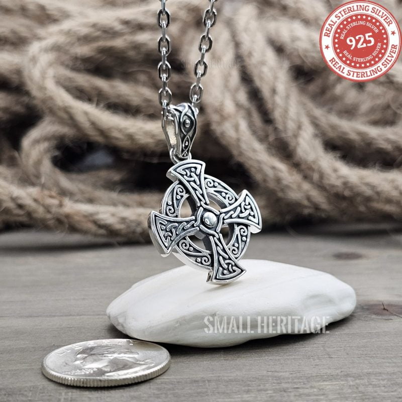 925 Sterling Silver Celtic Cross Necklace | Irish Medieval Style ...