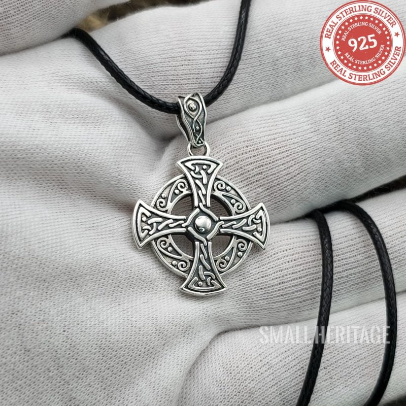 925 Sterling Silver Celtic Cross Necklace | Irish Medieval Style ...