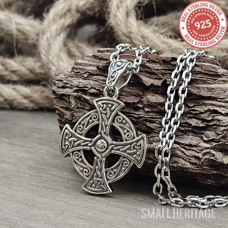 925 Sterling Silver Celtic Cross Necklace | Irish Medieval Style ...