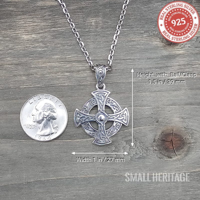 925 Sterling Silver Celtic Cross Necklace | Irish Medieval Style ...
