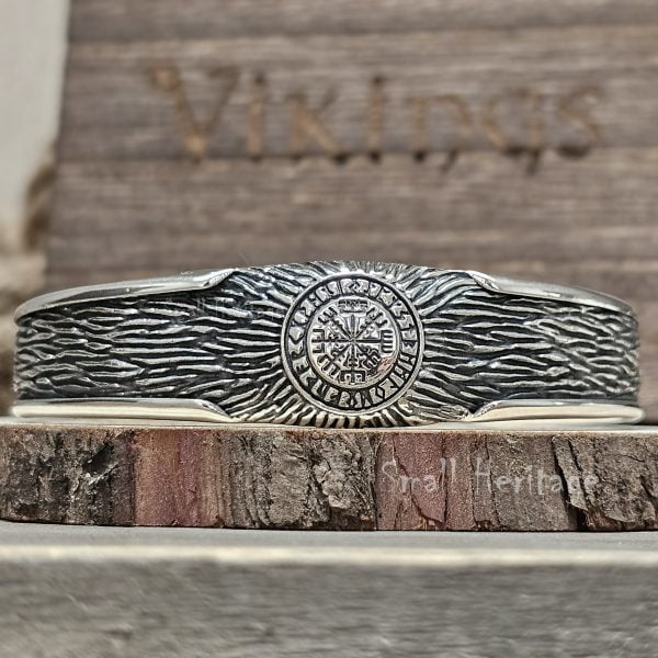 925 Sterling Silver Viking Bracelet with Vegvisir